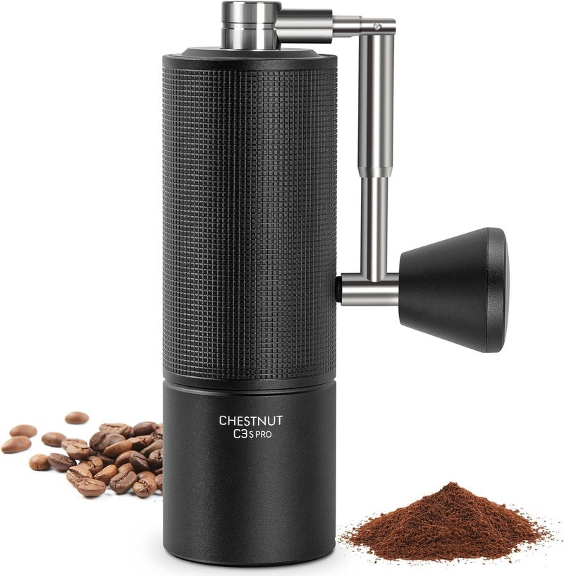 TIMEMORE Chestnut C3S PRO Manual Coffee Grinder - Compact with Foldable Handle, Adjustable Stainless Steel S2C Conical Burr for Espresso, French Press & More, Portable Coffee Grinder (Black) - Image 1